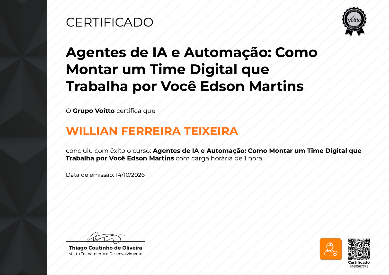 Miniatura do certificado Agentes de IA e Automação: Como Montar um Time Digital que Trabalha por Você